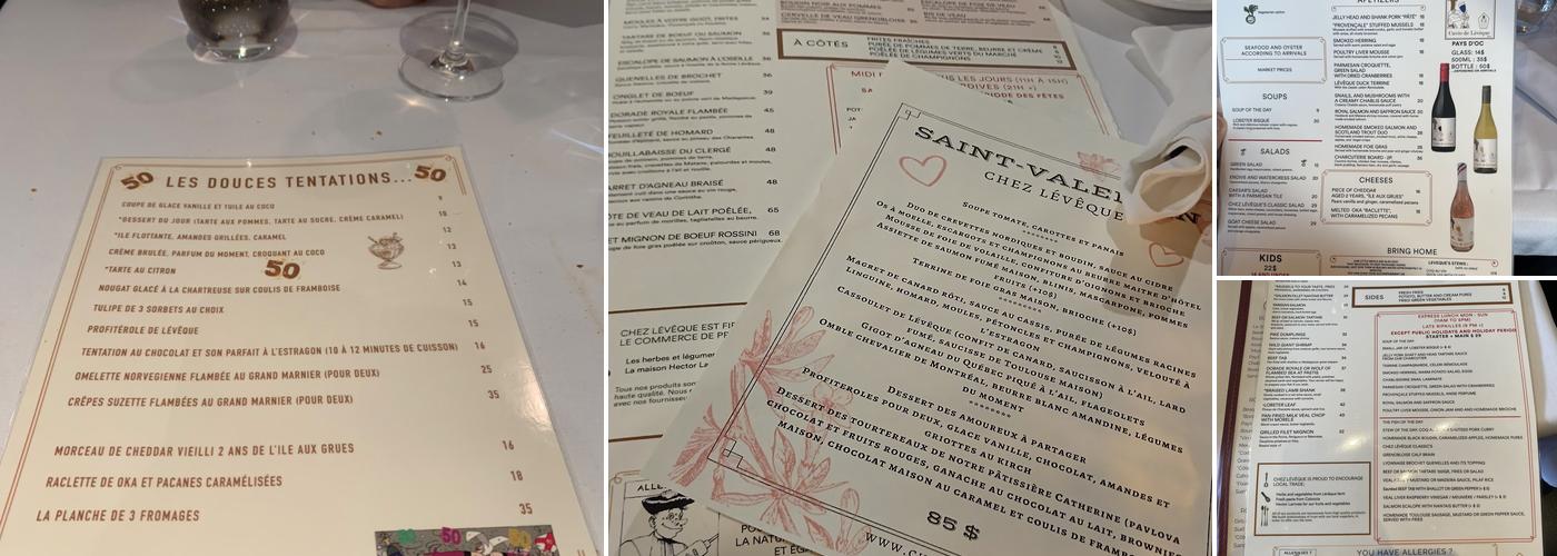 Chez Leveque Menu