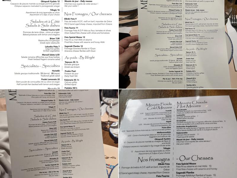 Le Mezzé Taverna Grecque Menu