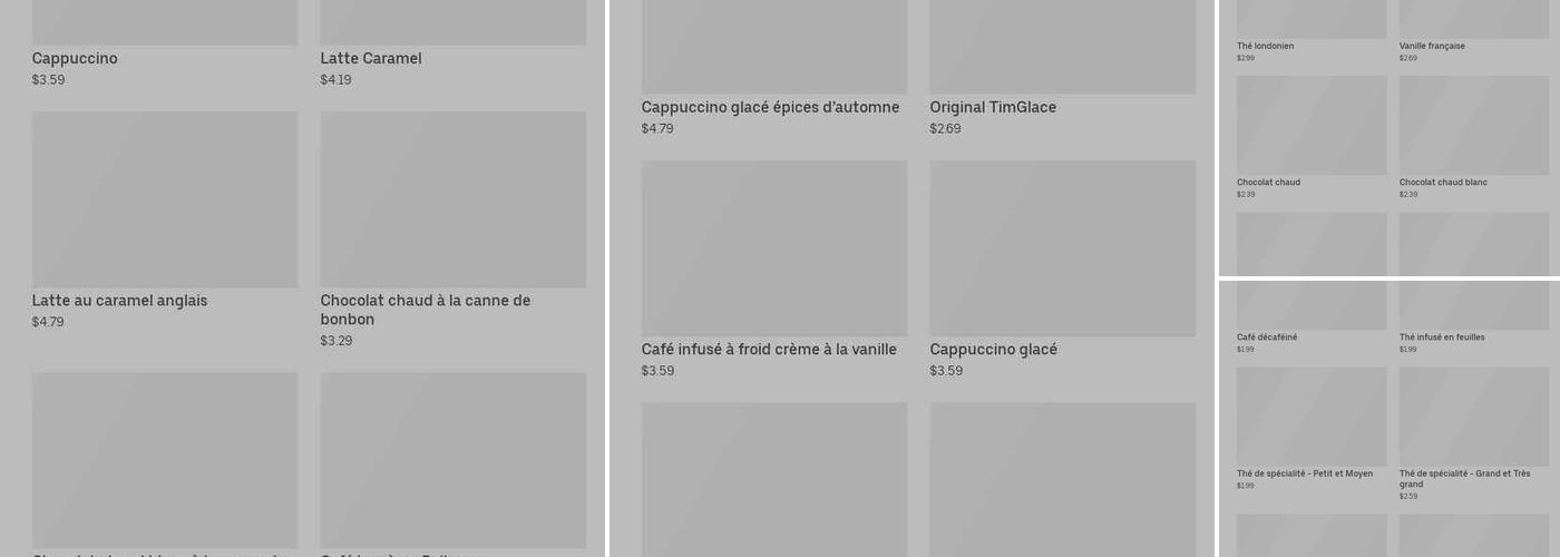 Tim Hortons Menu