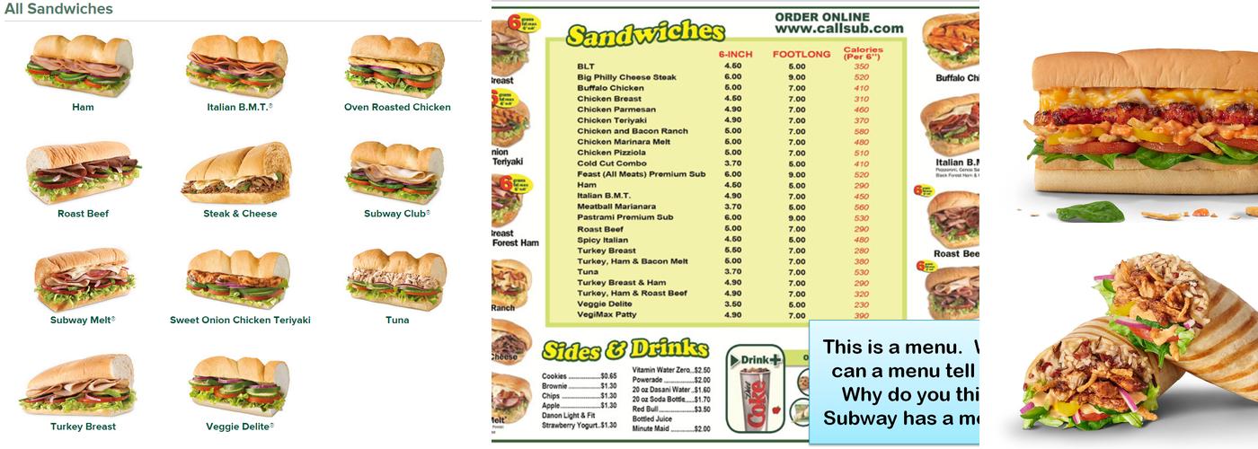 Subway Menu