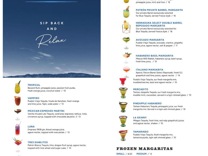 Blue Tequila Tacos and Grill Menu