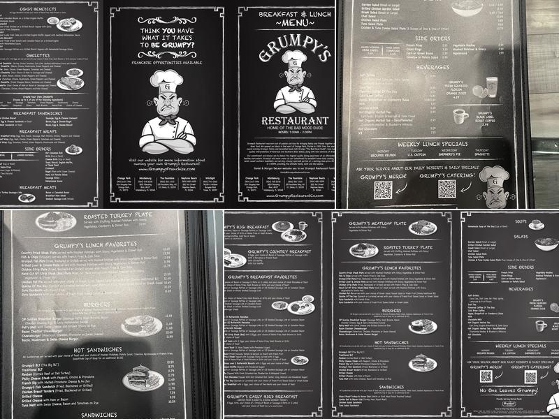 Grumpy's Restaurant Menu