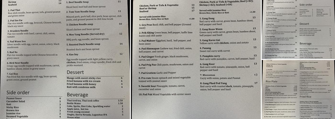 Thai Square Menu