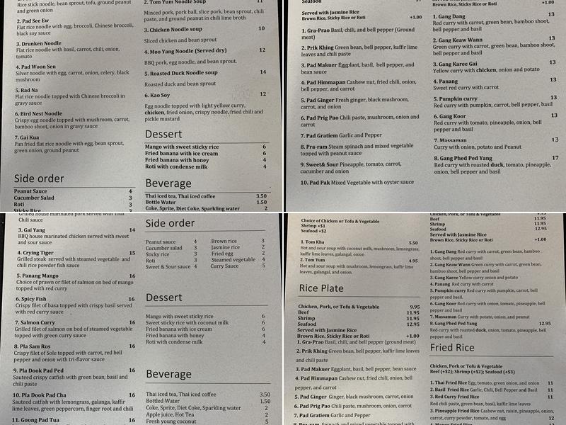 Thai Square Menu