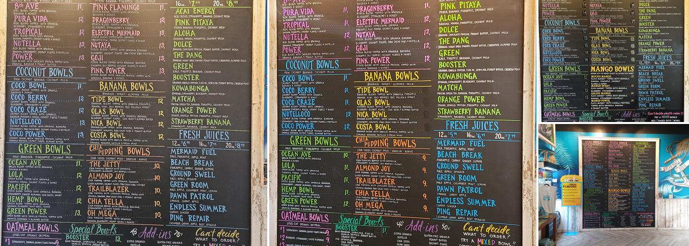 Playa Bowls Menu