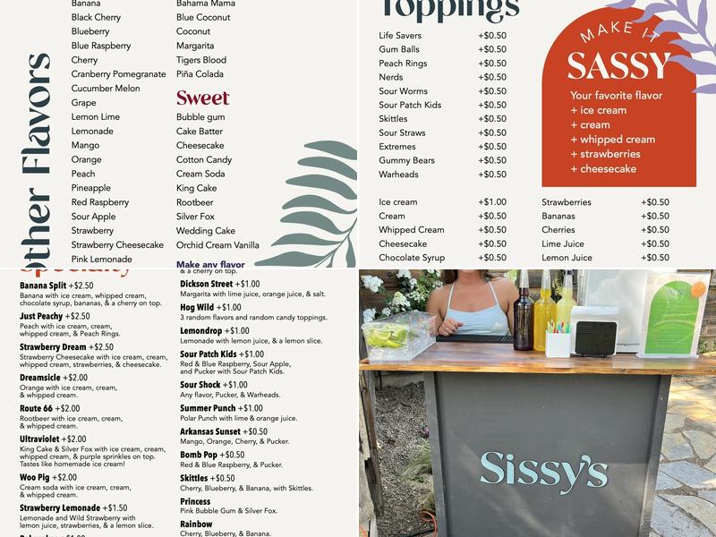 Sissy's Snowcones Menu
