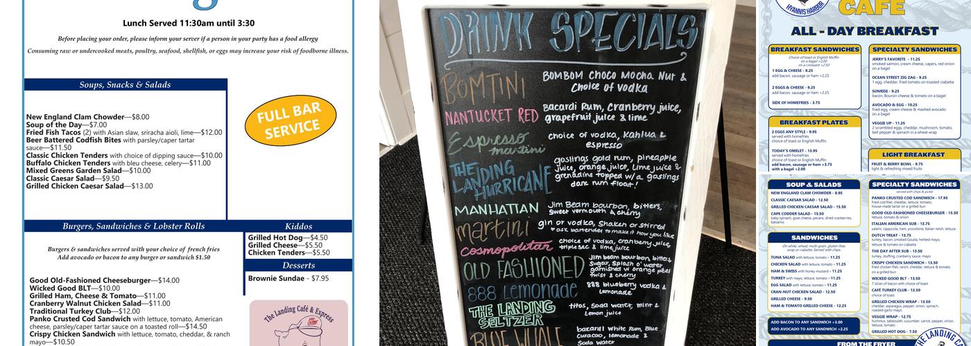 The Landing Cafe Menu