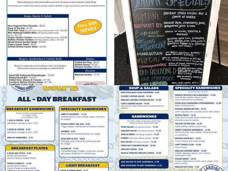 The Landing Cafe Menu