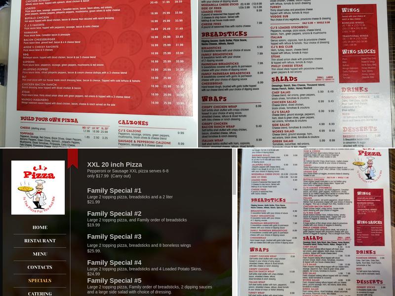 CJ's Pizza and Taproom Menu