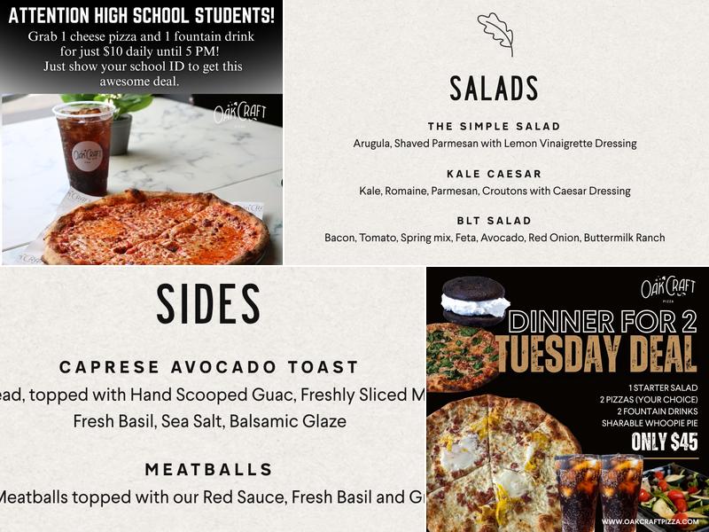OakCraft Pizza Menu