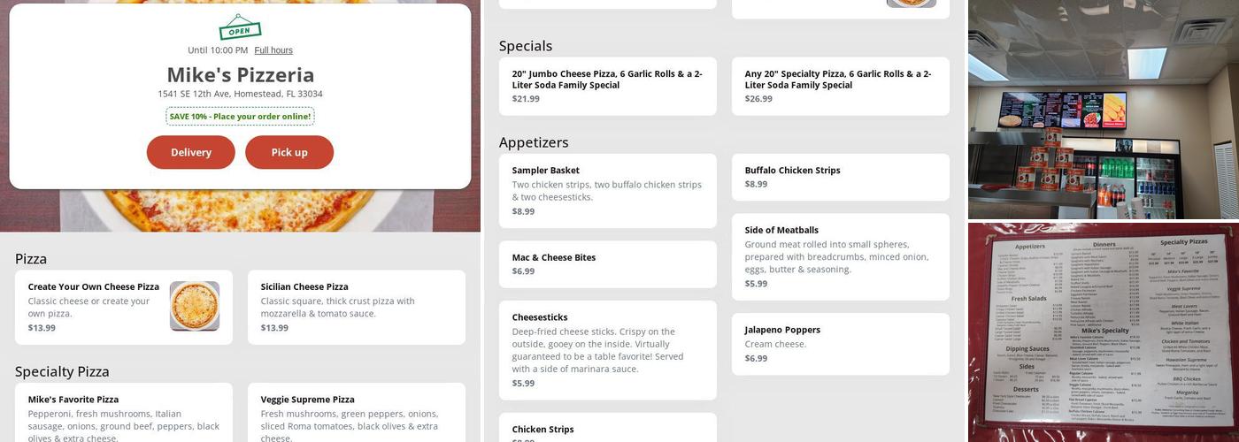 Mike's Pizzeria Menu