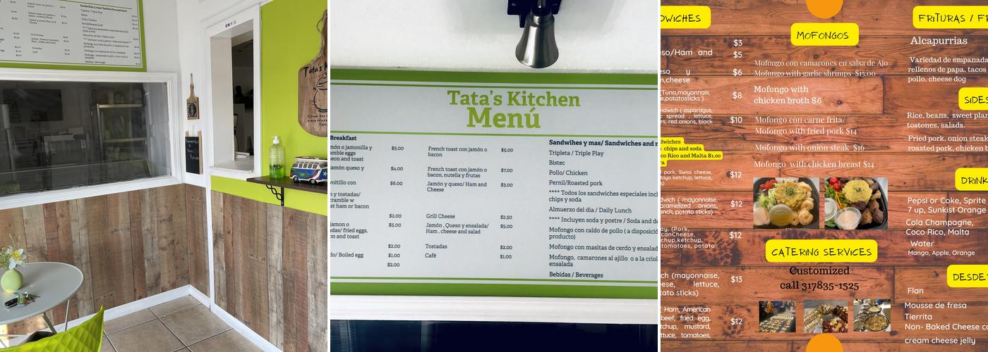 Tata’s Kitchen Menu