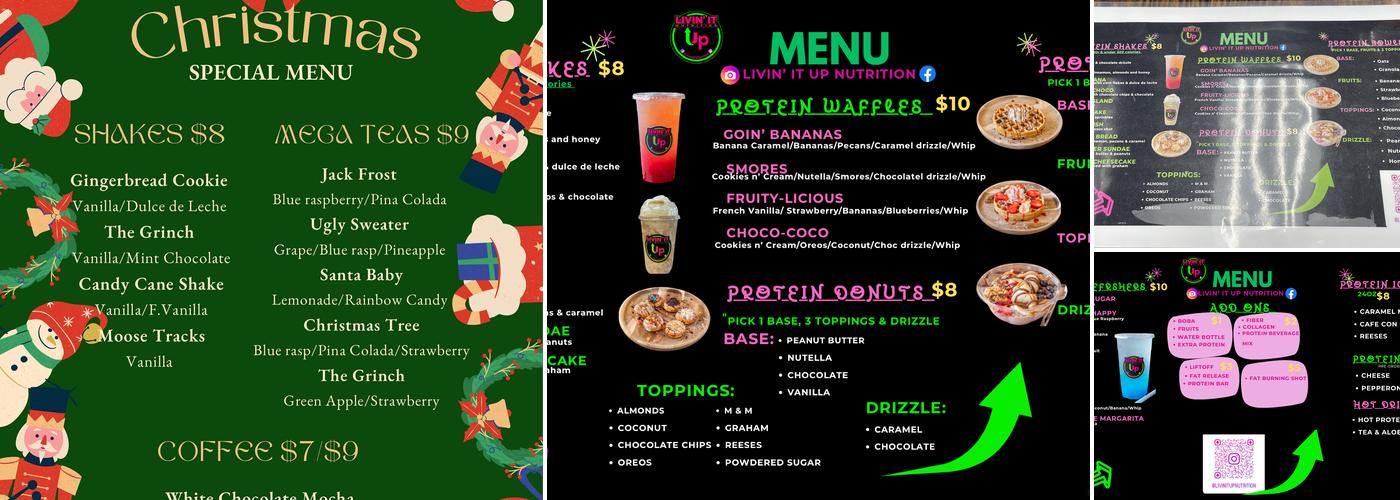Livin’ It Up Nutrition Menu