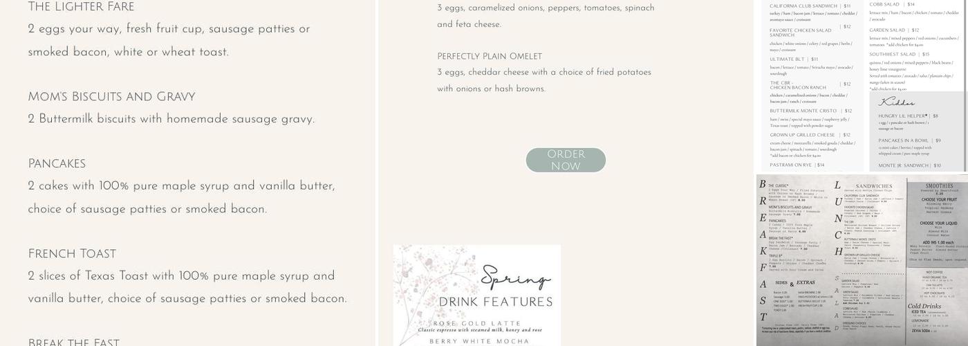 The Serving Cafe Menu