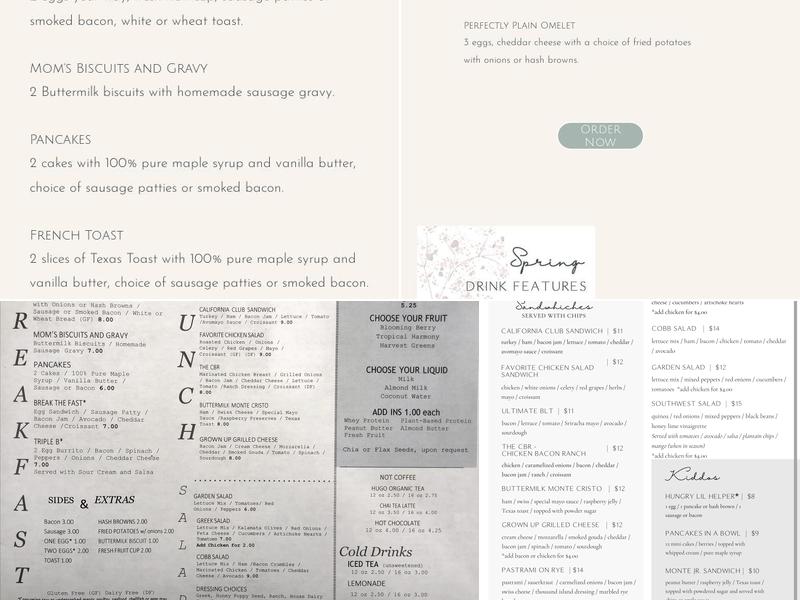 The Serving Cafe Menu
