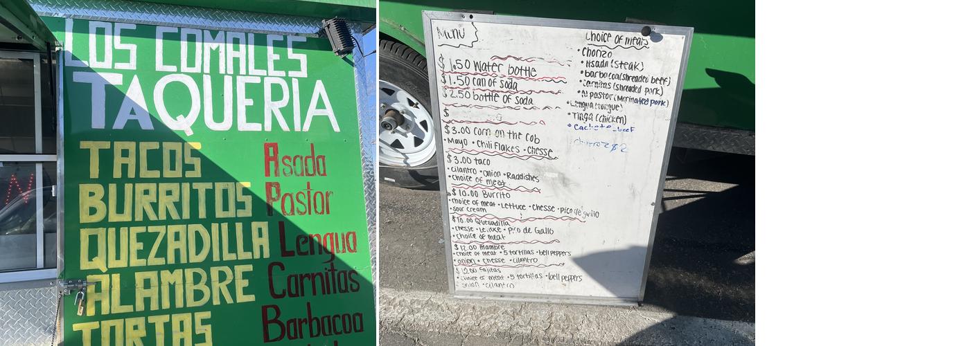 Los Comales Taqueria Menu