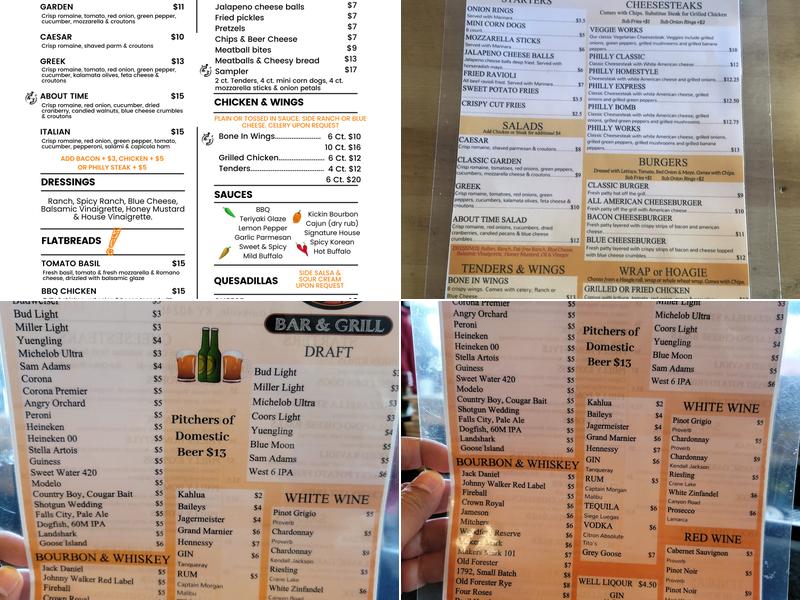 About Time Bar and Grill Menu