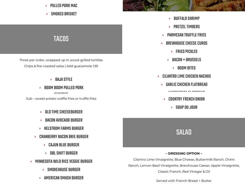 BoomTown Woodfire Bar & Grill Menu