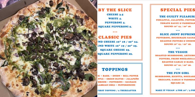Slice Joint Menu