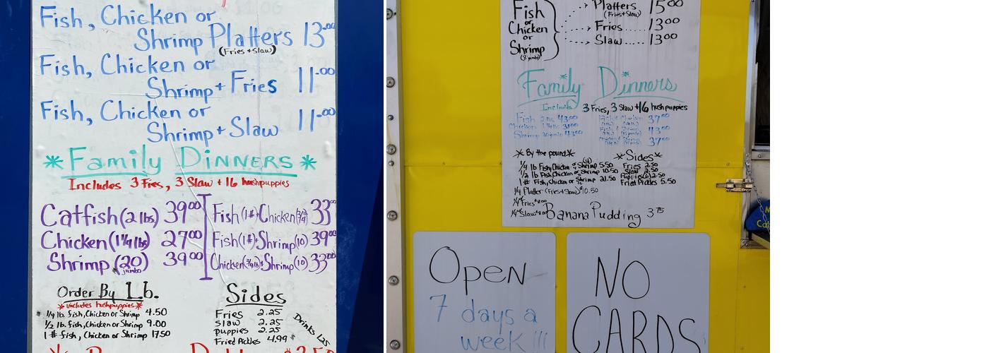 Mackey’s Catfish Menu
