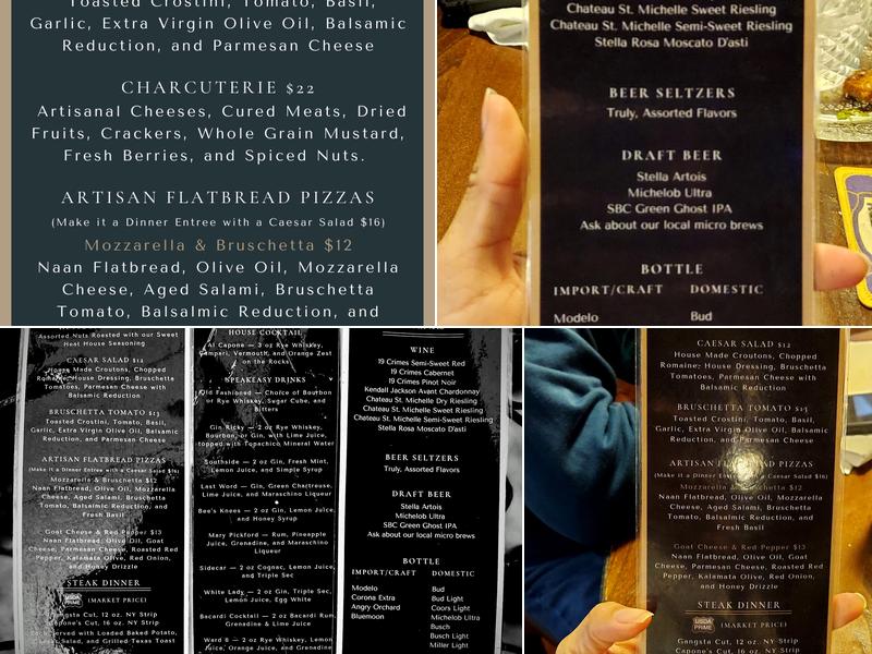 Capone's Speakeasy Grill Menu