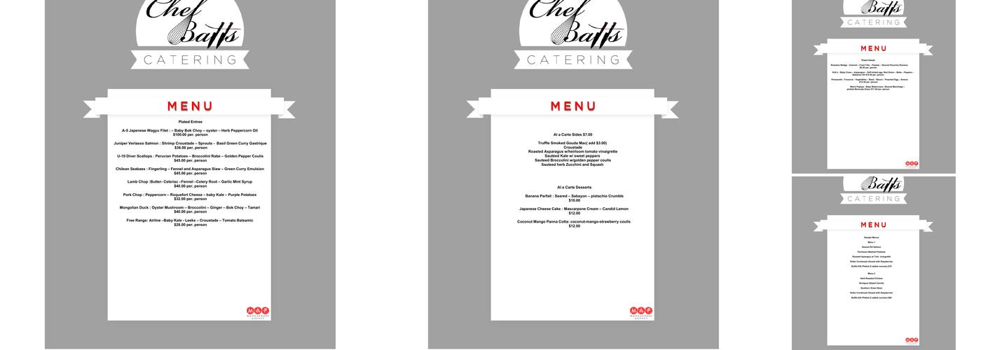 Chef Batts catering Menu