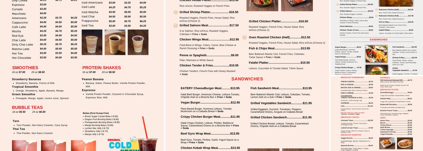 Eatery Mediterranean Restaurant Menu