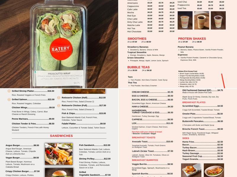 Eatery Cafe Kitchen Menu