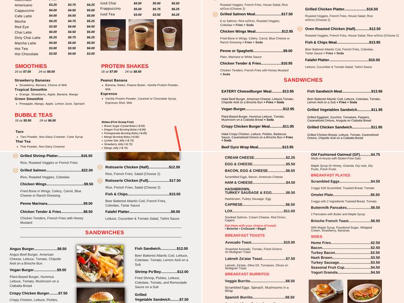 Eatery Cafe Kitchen Menu