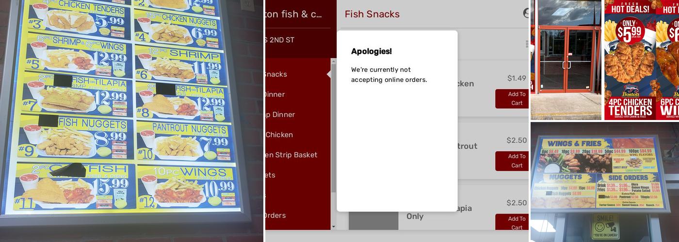 Boston Fish and Chicken Market Menu