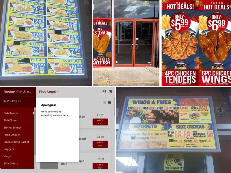 Boston Fish and Chicken Market Menu