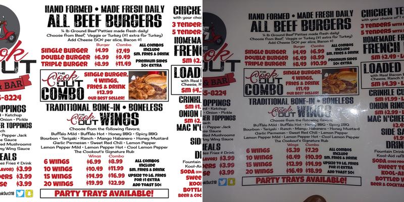 The Cookout Menu