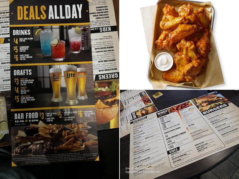 Buffalo Wild Wings Menu