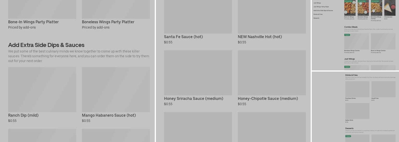 It's Just Wings Menu