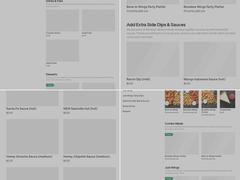 It's Just Wings Menu