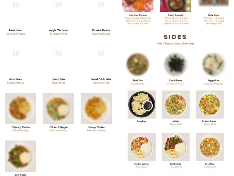 Pollito-Chicken Menu