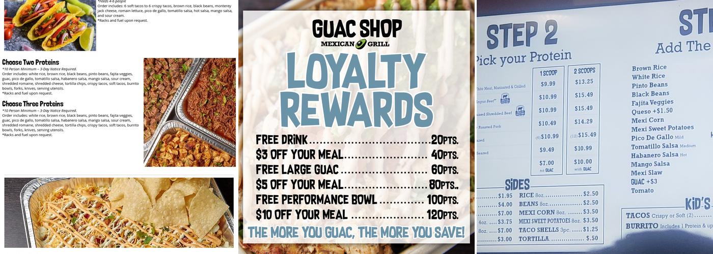 Guac Shop Mexican Grill Menu