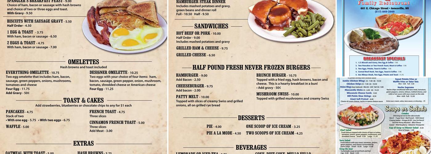 Spangler’s Stock Yard Restaurant Menu