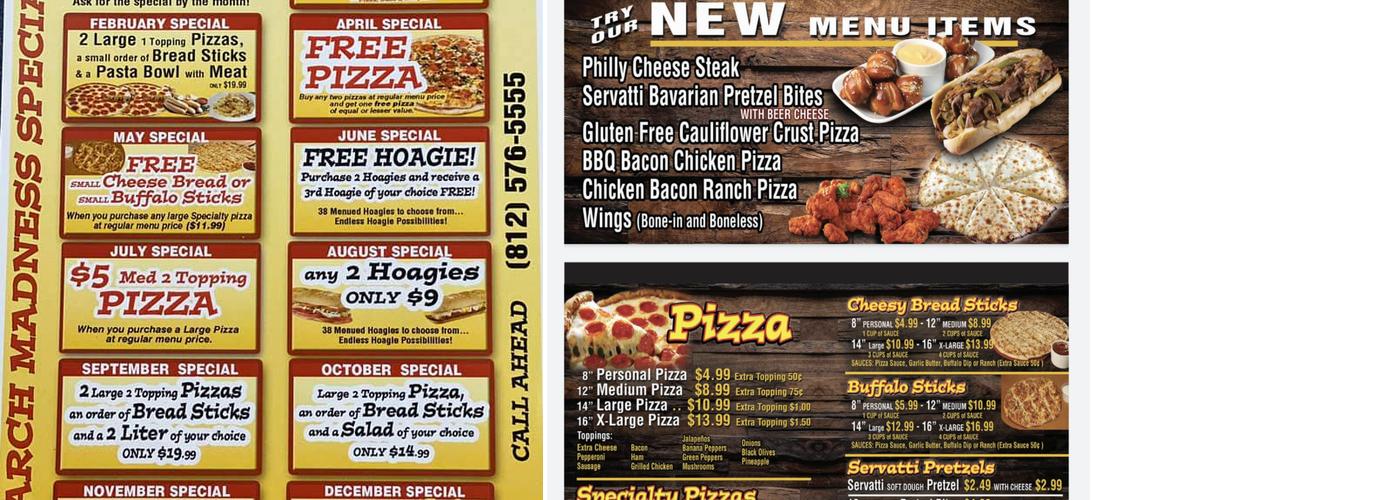 Máka Mia Pizza Menu