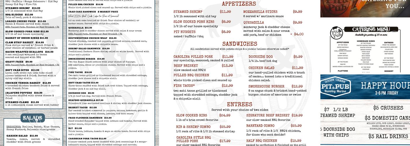 Goose Creek Pit & Pub Menu