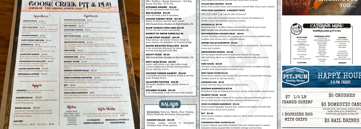 Goose Creek Pit & Pub Menu