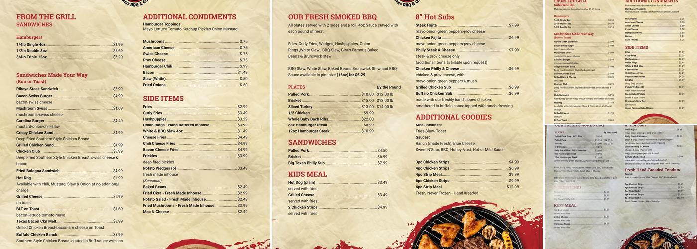 Tony’s BBQ & Grill Menu