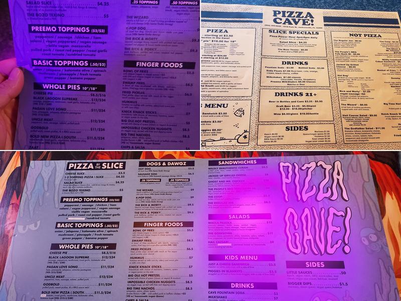 Pizza Cave Menu