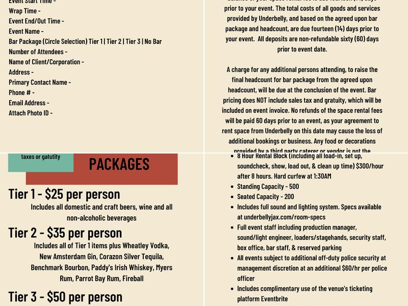 Underbelly Menu