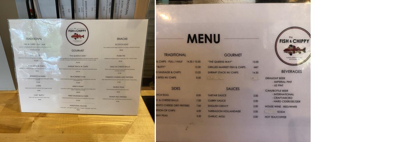 The Fish & Chippy Menu