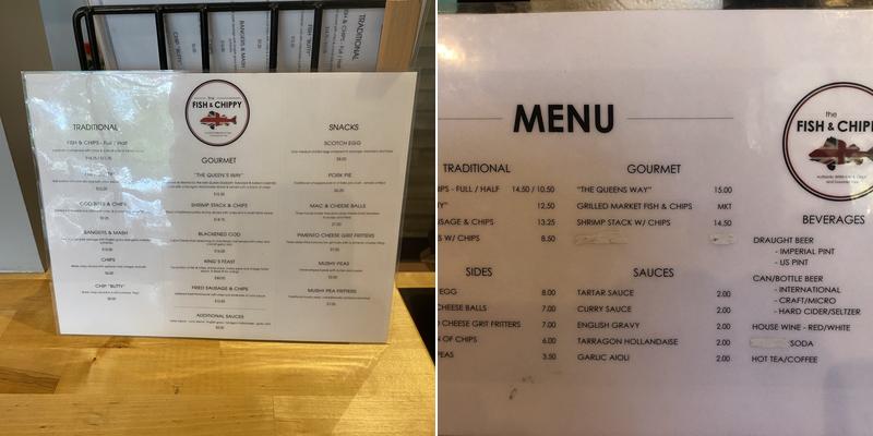 The Fish & Chippy Menu