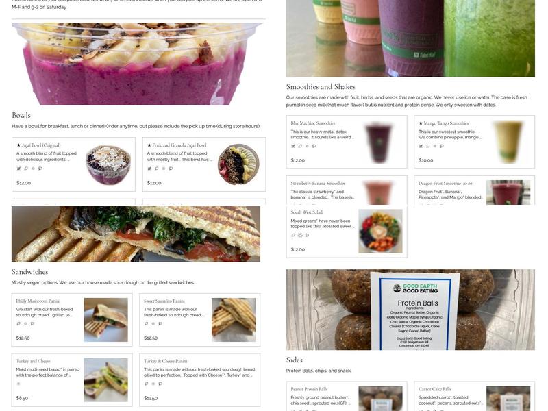 Good Earth Good Eating Menu