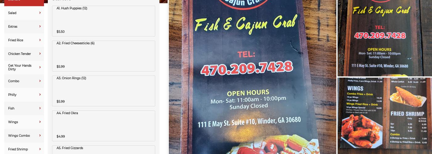 FISH & CAJUN CRAB Menu