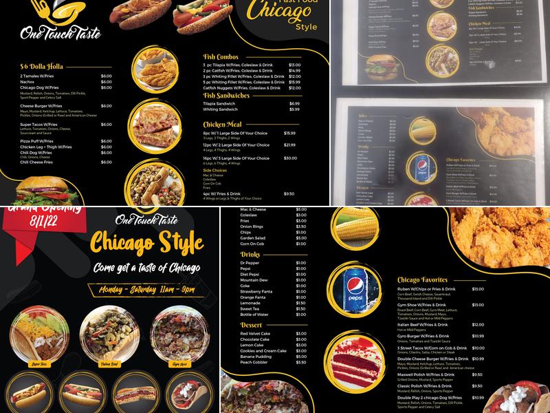 One Touch Taste Chicago style Menu