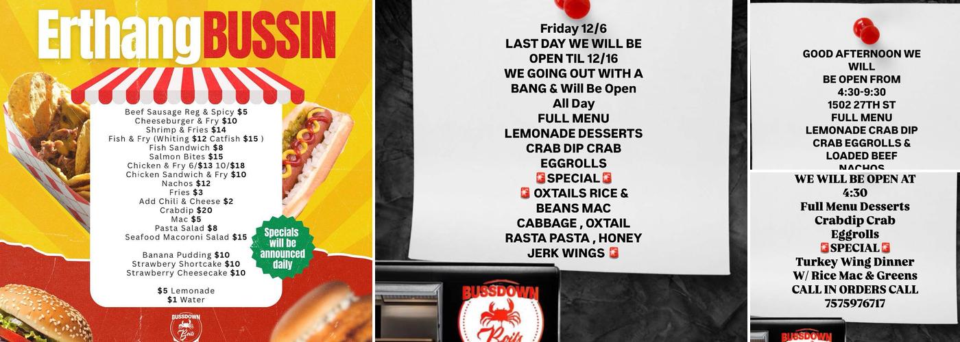 Bussdown Boils Menu